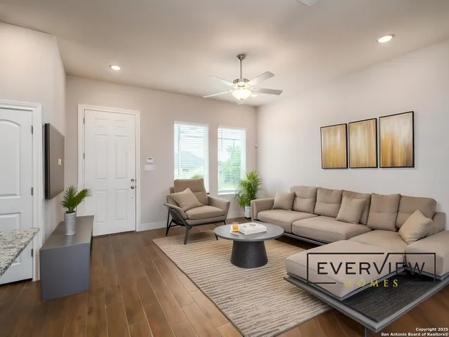 a living room with furniture