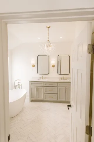 a view of a small space with wooden floor