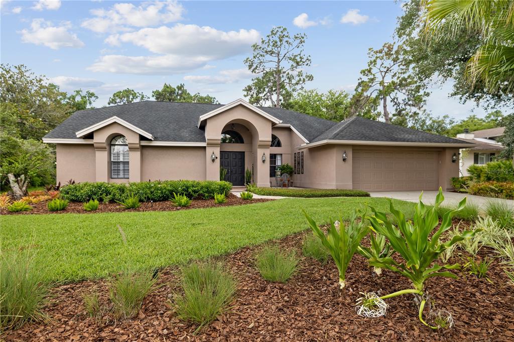 3372 Brian Road South Palm Harbor, FL 34685 - Photo 2 of 45 a view of a yard in front of a house with a large tree
