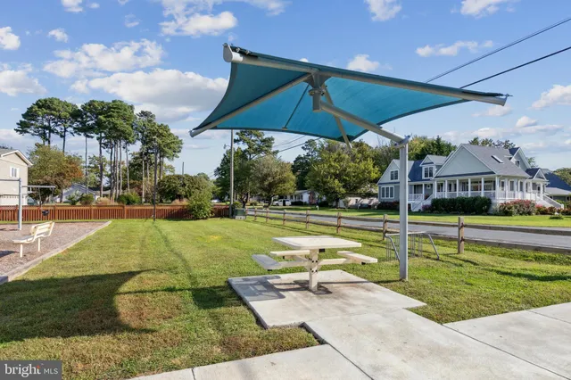 a view of a lake with houses in the background