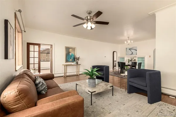 a living room with furniture