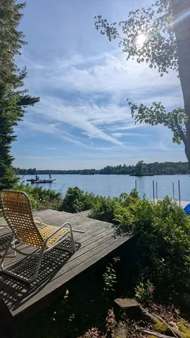 a view of a lake from a yard