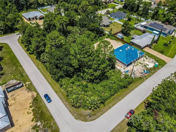 an aerial view of a garden