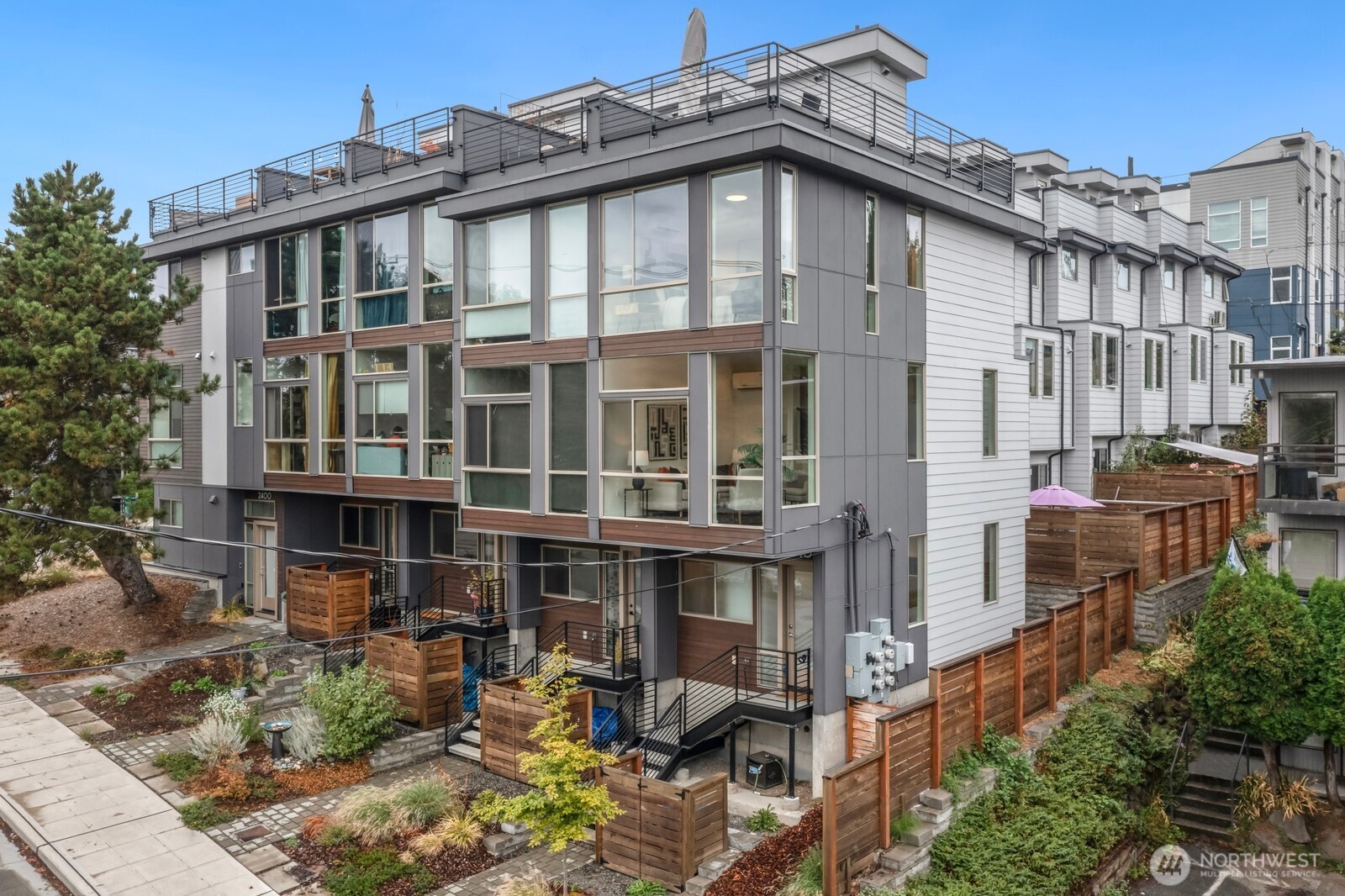 a front view of a building with balcony