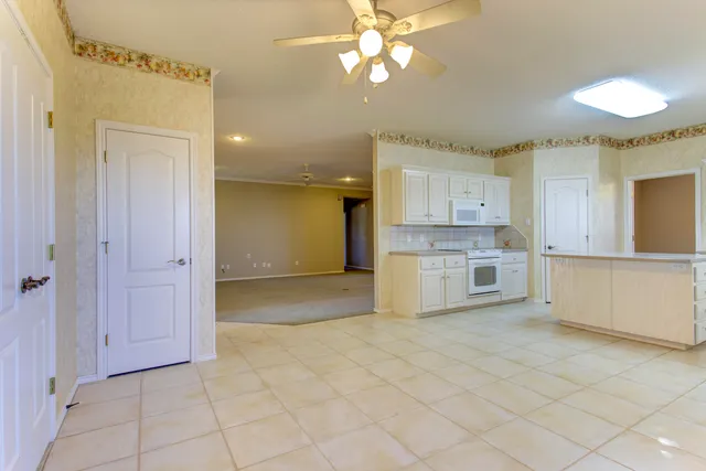 an empty room with a door