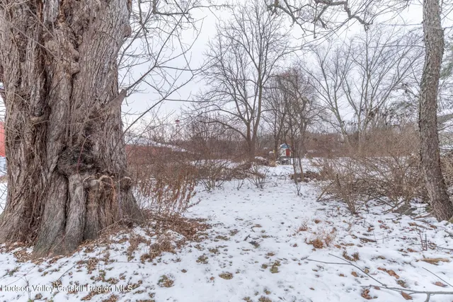 a view of a covered with snow in the background