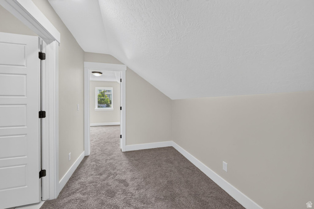 1002 West Temple Rim Lane Payson, UT 84651 - Photo 39 of 68 Open doorway framing a window with outdoor scenery, neutral wall tones, white trim, gray textured carpeting, and a white paneled door