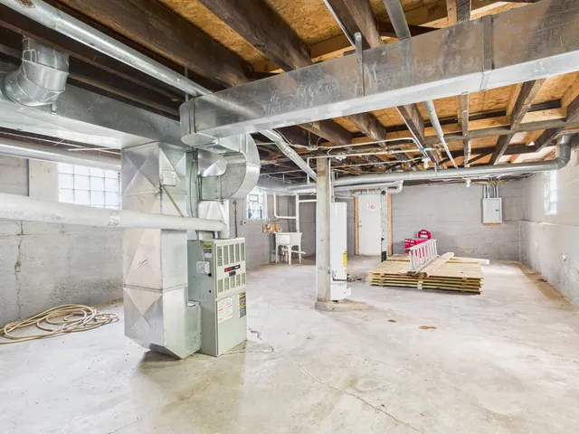 a view of a room with racks on the wall