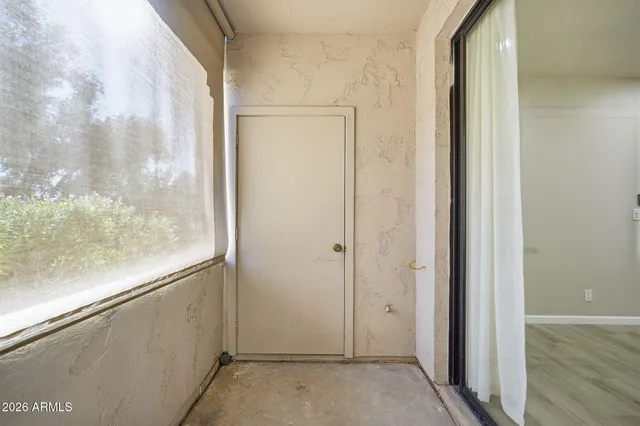 a view of a glass door