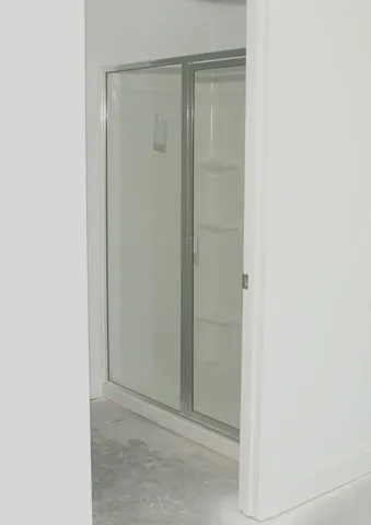 a view of a room with empty racks