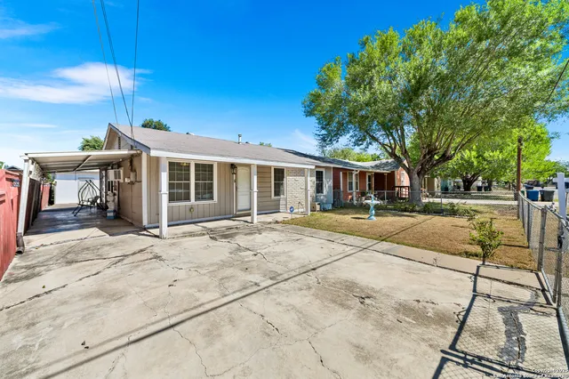 a view of a house with a patio