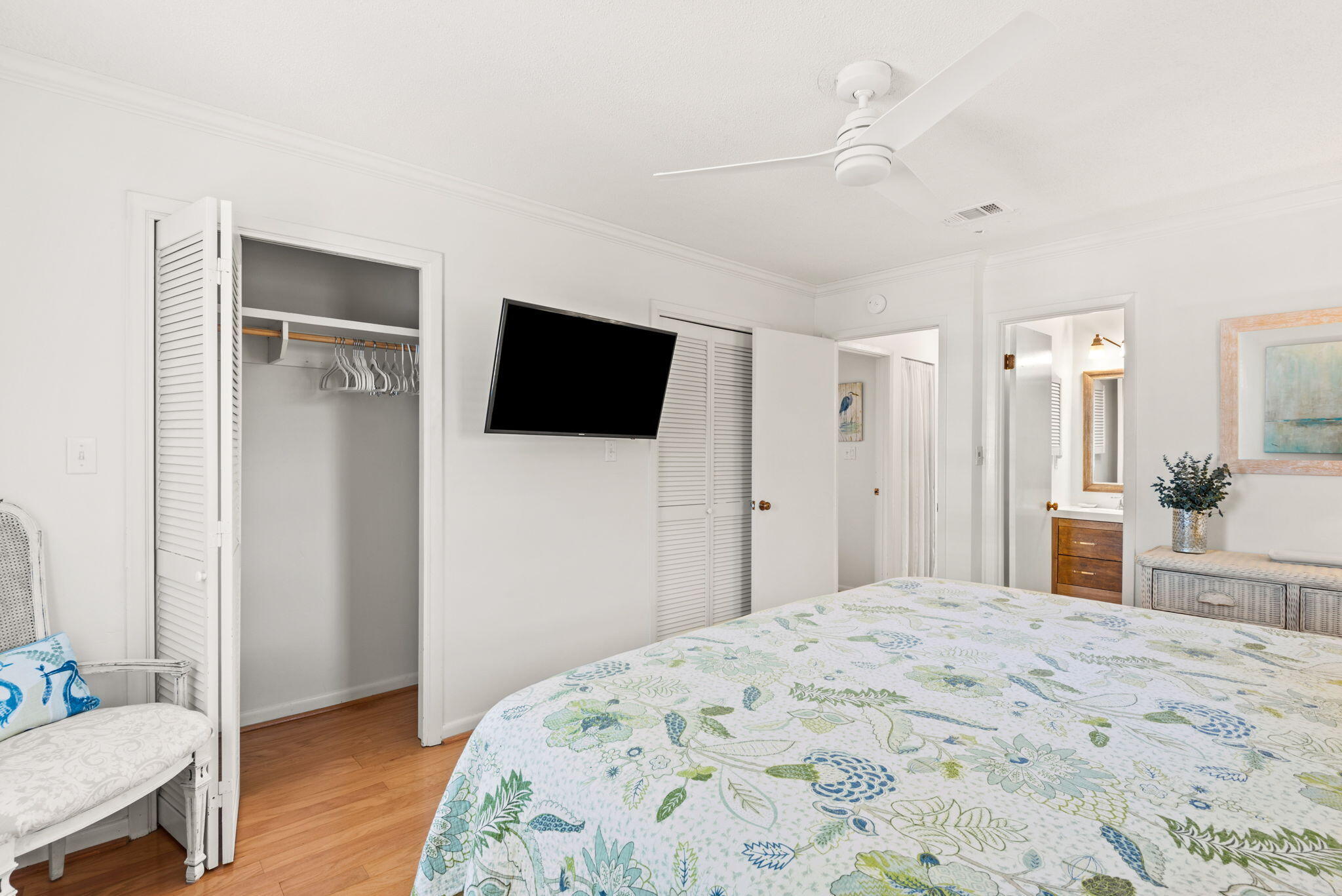 71 Baird Road Santa Rosa Beach, FL 32459 - Photo 54 of 63 a bedroom with a bed and a flat screen tv