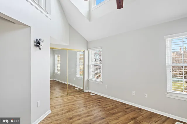 an empty room with windows