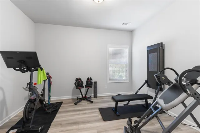 a view of a room with gym equipment