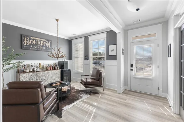 a living room with furniture