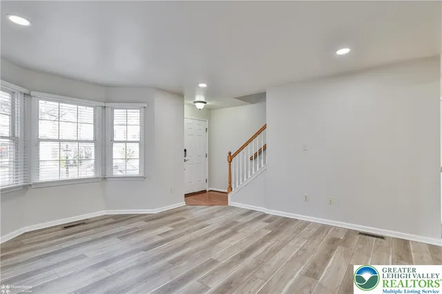 a view of an entryway with a fan