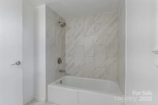 a bathroom with a bathtub