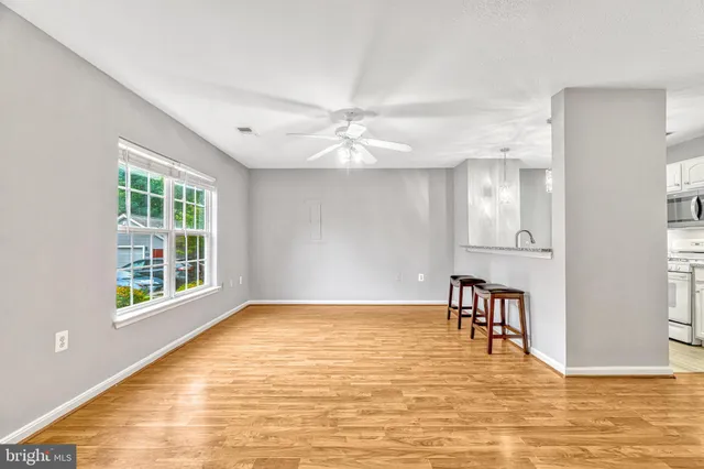 a view of a livingroom with a window