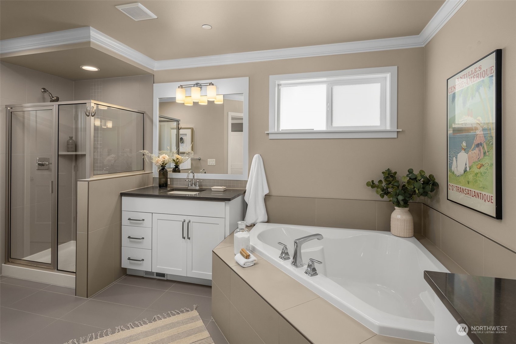 1243 Northwest Richmond Beach Road Shoreline, WA 98177 - Photo 24 of 40 a bathroom with a tub a sink and mirror