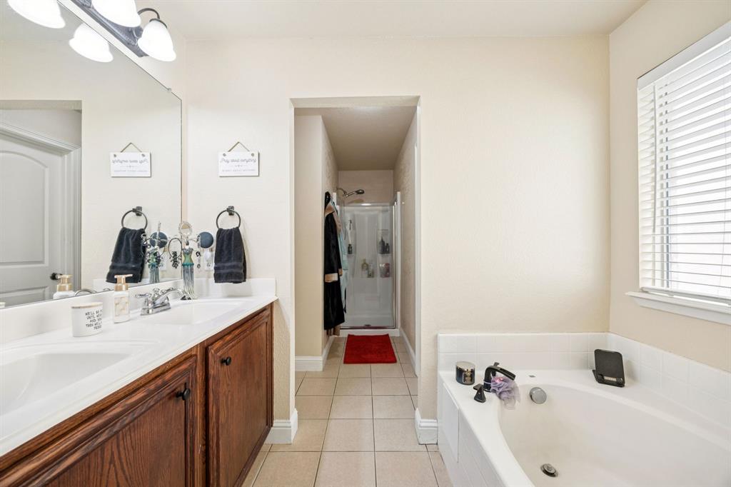 1601 Applegate Way Royse City, TX 75189 - Photo 15 of 28 a bathroom with a tub sink and mirror
