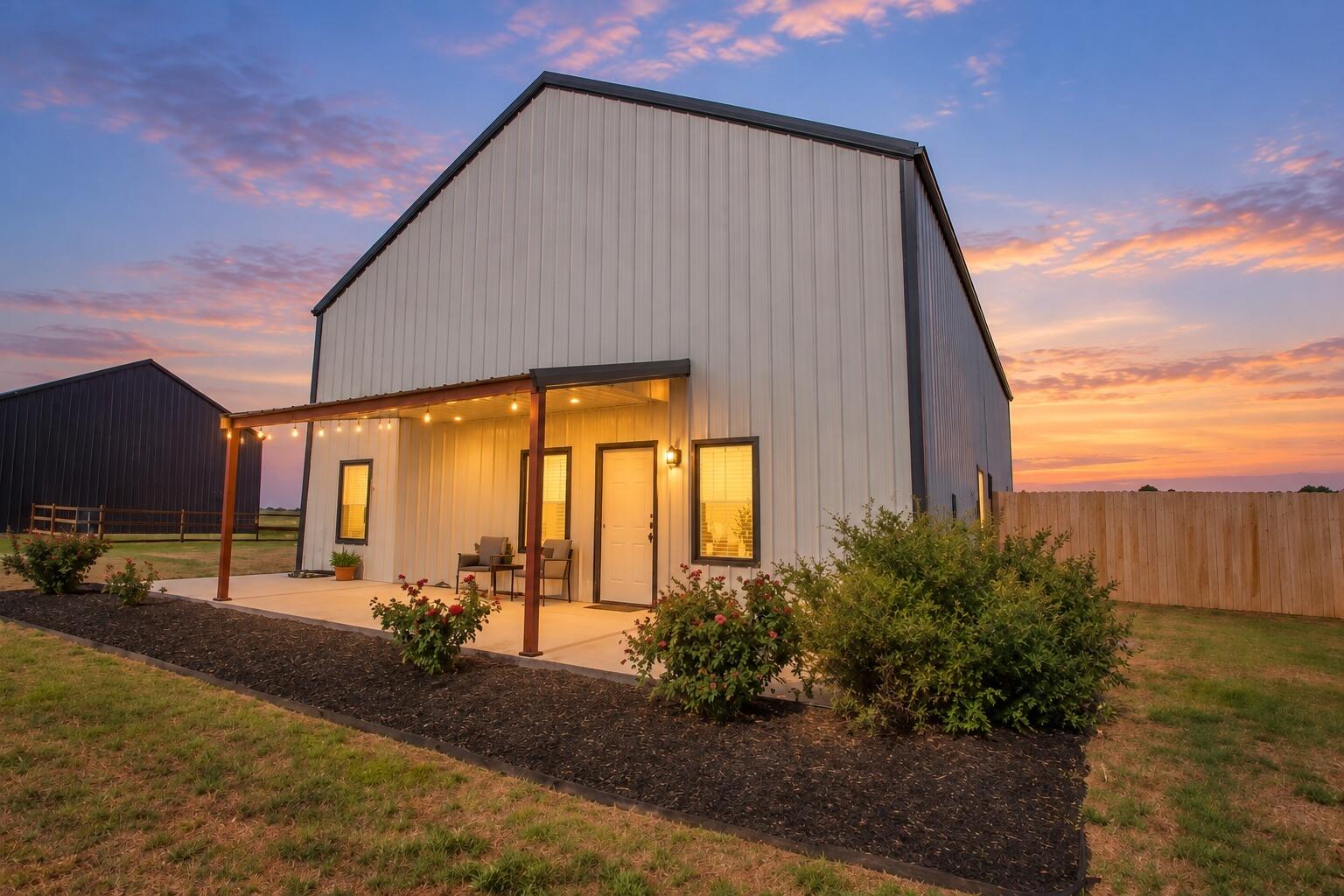 185 Allison Road Wilson, TX 79381 - Photo 1 of 29 Steadfast_Barndominium_Twilight