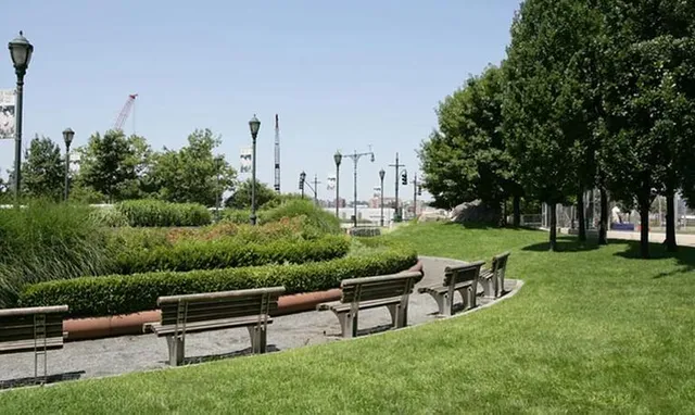 a view of a bench in the garden