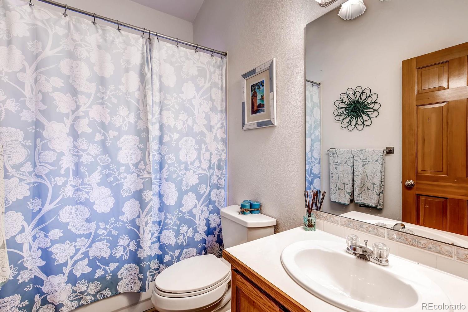 11760 Baca Road Conifer, CO 80433 - Photo 22 of 24 a bathroom with a sink toilet and mirror
