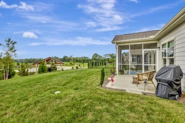 a house view with a garden space