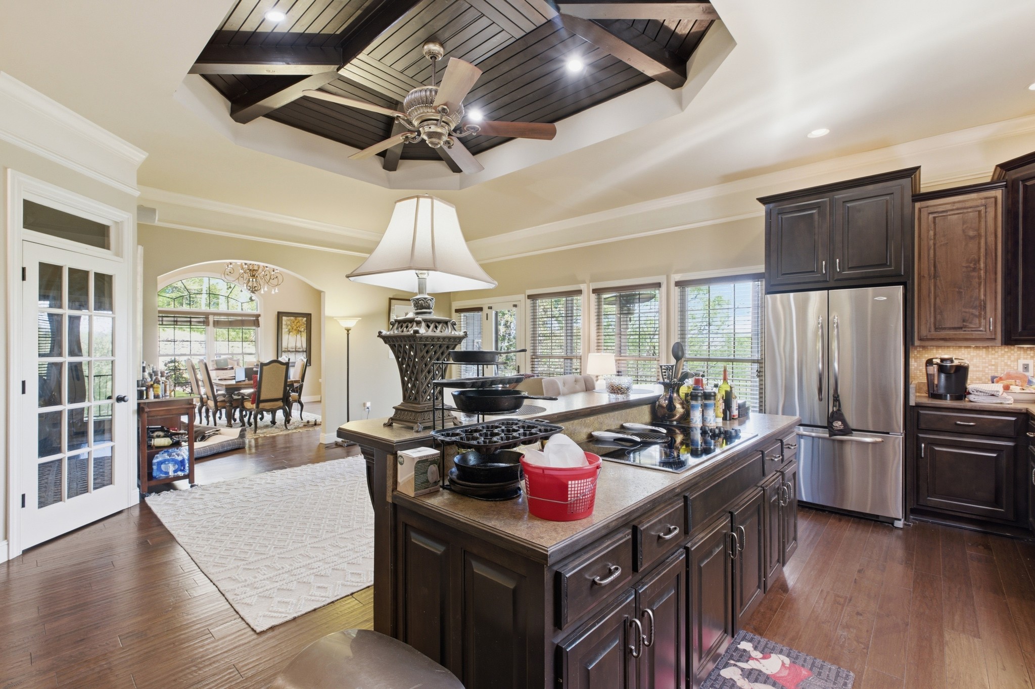 1605 Puryears Bend Road Hartsville, TN 37074 - Photo 21 of 63 a view of a dining room with furniture a chandelier and wooden floor