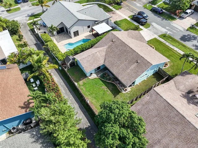 an aerial view of a house
