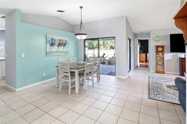 a dining room well furnished