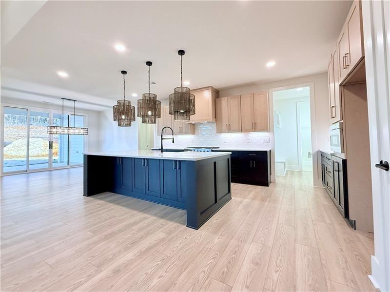 122 Palisade Drive Rydal, GA 30171 - Photo 19 of 54 a large kitchen with stainless steel appliances kitchen island a large counter top and a wooden floors