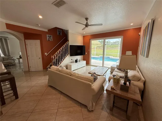 a view of a lake with a yard