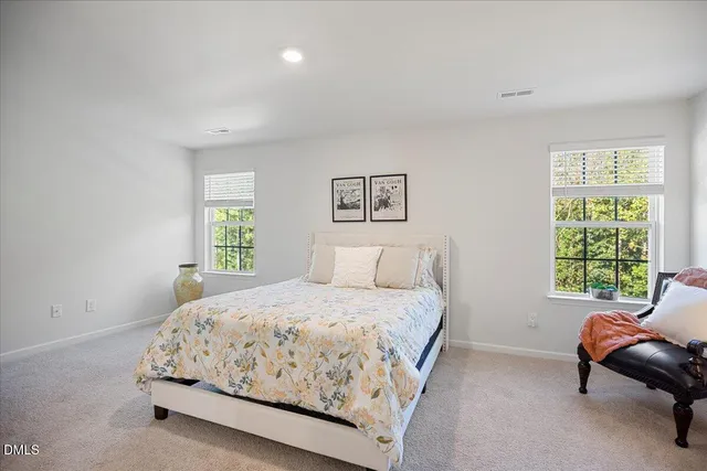 a bedroom with a bed and walk in closet