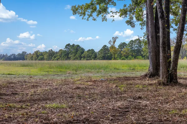a view of a lake with a yard