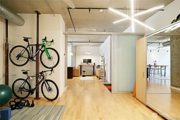 a view of an bike storage