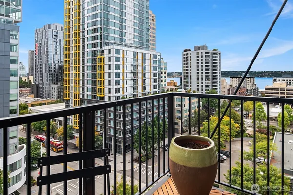 a view of a balcony with an outdoor space