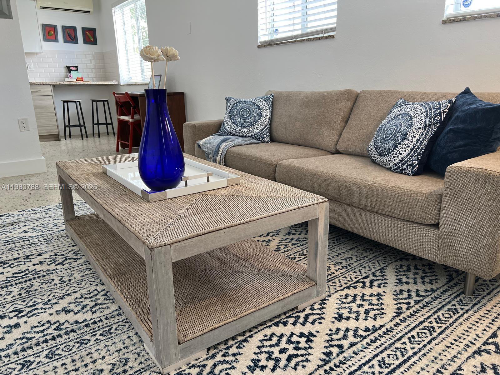 a living room with furniture