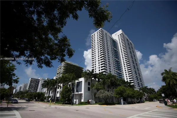 a front view of a multi story building