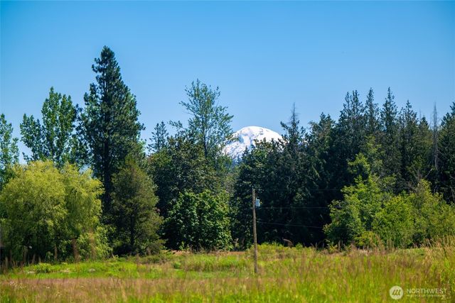 a backyard of a house with lots of green space