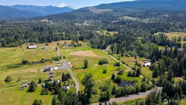 a view of a swimming pool with a mountain