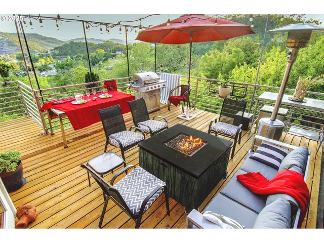 a view of a outdoor seating area with an umbrella