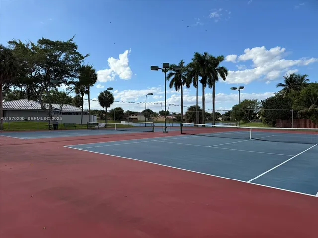 a view of a yard with palm tree