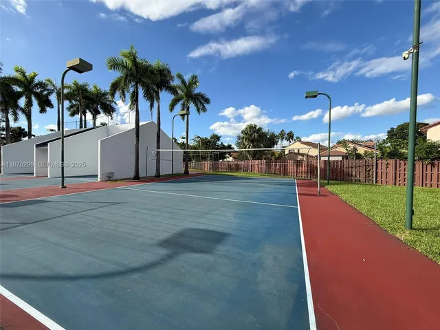 a view of a garden with a slide
