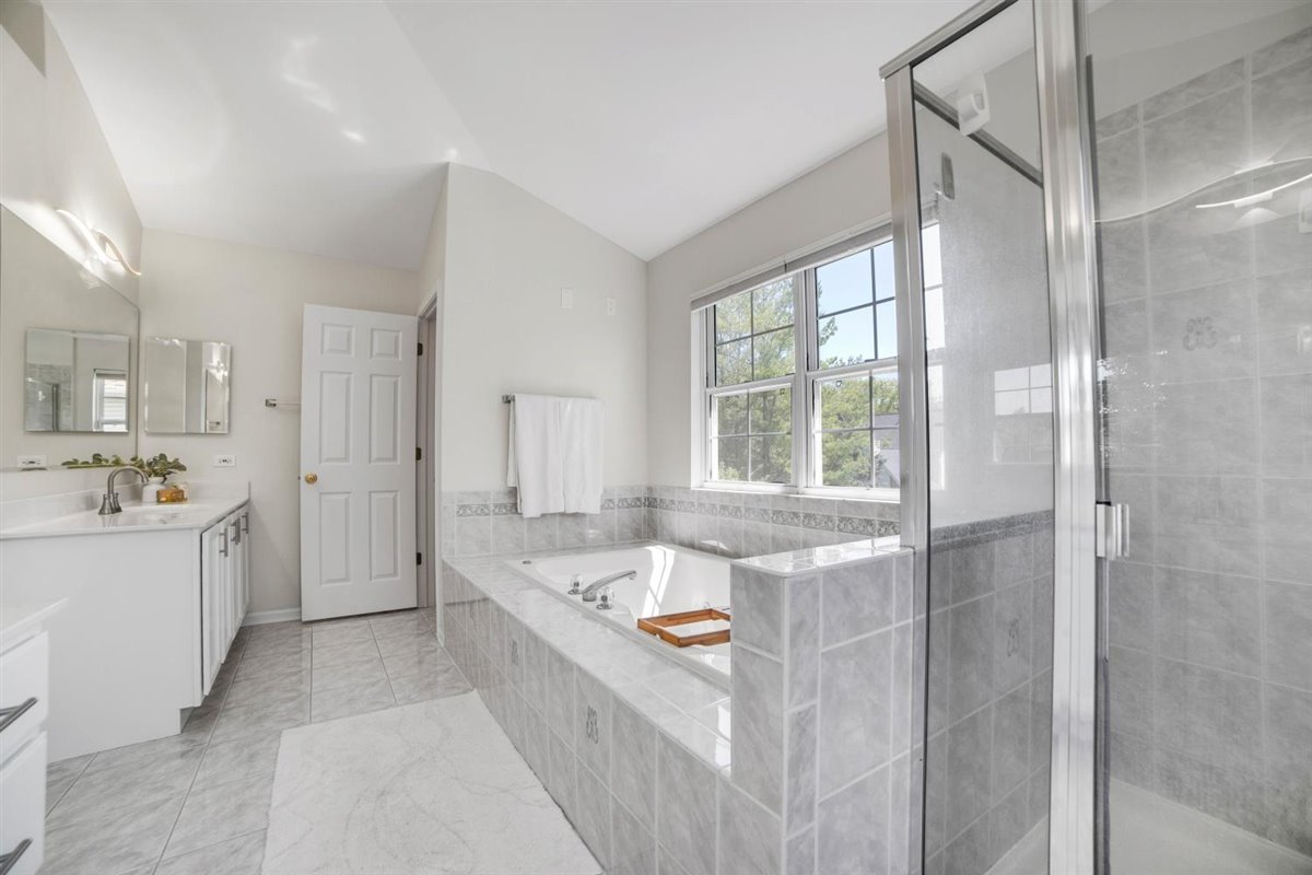 752 Sigmund Road Naperville, IL 60563 - Photo 32 of 55 a large bathroom with a tub sink and mirror