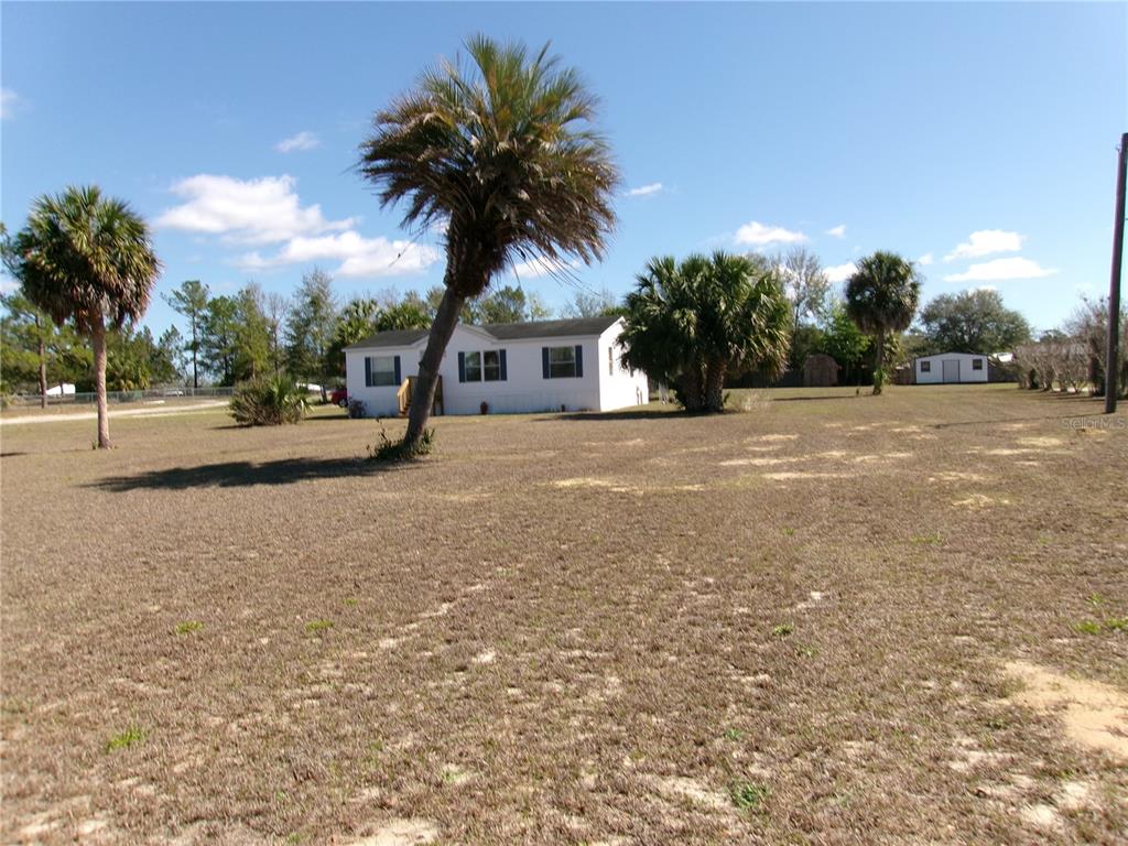 12525 Southeast 83rd Terrace Belleview, FL 34420 - Photo 6 of 47 a front view of a house with a yard and palm trees
