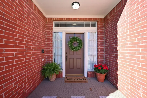 a potted plant sitting in front of a house