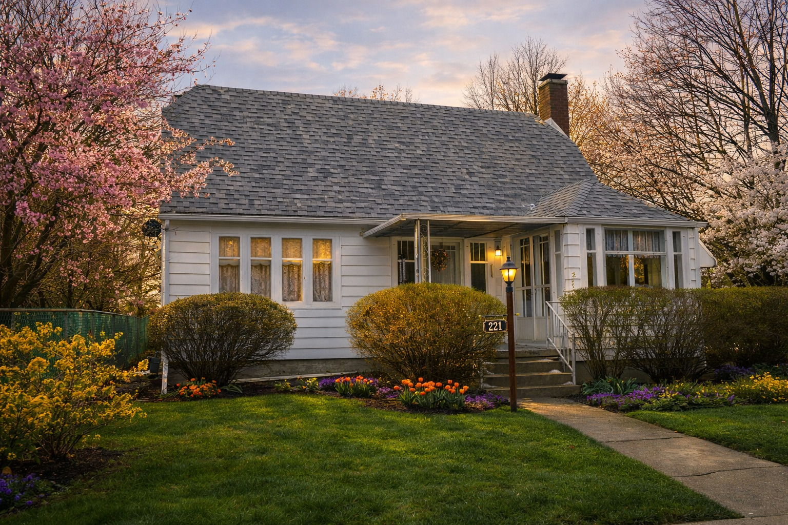 a house view with a garden space