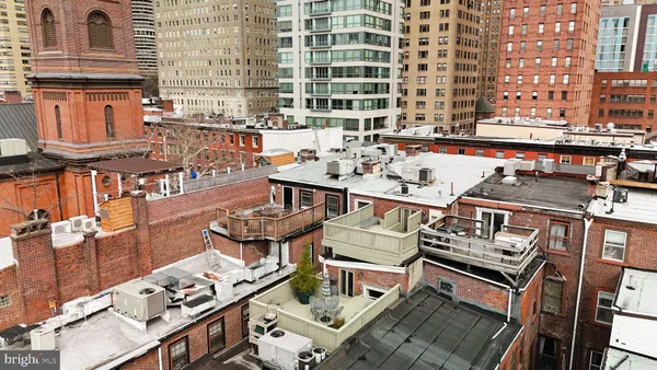 a city view with tall buildings