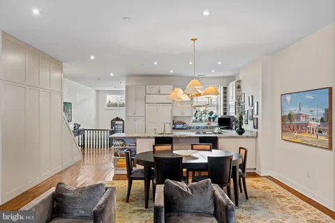 a view of a dining area with furniture